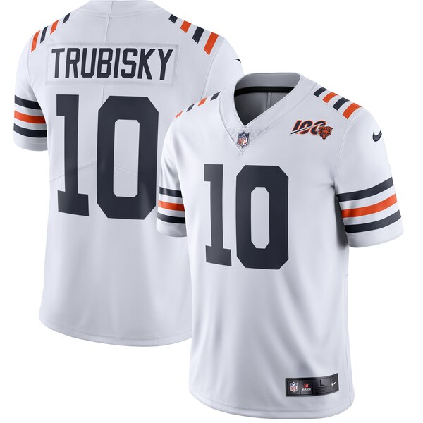 Men's Chicago Bears #10 Mitchell Trubisky White 2019 100th Season Limited Stitched NFL Jersey